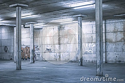 Interior of an undercover parking area Stock Photo