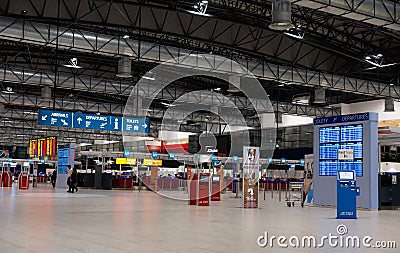Interior of the Vaclav Havel international airport. Prague Editorial Stock Photo
