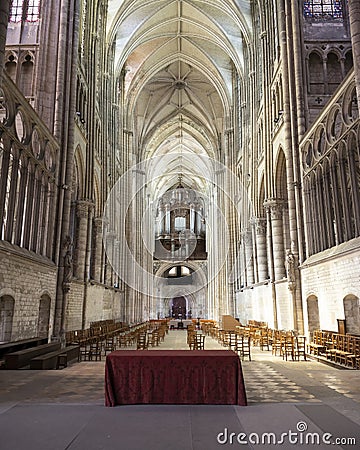 Interior of cathedral in french town of Saint-Quentin Stock Photo