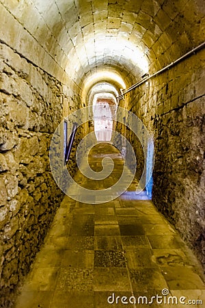 Interior view of the Angevine-Aragonese Castle in Gallipoli, Italy Stock Photo