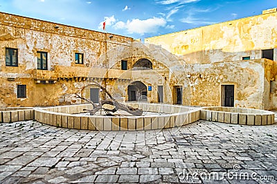 Interior view of the Angevine-Aragonese Castle in Gallipoli, Italy Stock Photo