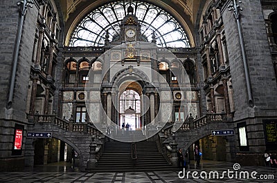 Interior view of Antwerp Central railway station, Belgium Editorial Stock Photo