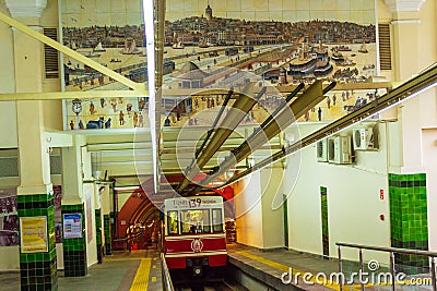 Interior view of Beyoglu Inclined railway station Istanbul Turkey Editorial Stock Photo