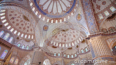 Interior View of the Blue Mosque Sultan Ahmed Mosque, Istanbul Stock Photo
