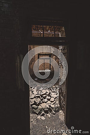 Interior View of the Brick Sandy Arches and Inside Room Ruins of the Derawar Fort, Pakistan Stock Photo