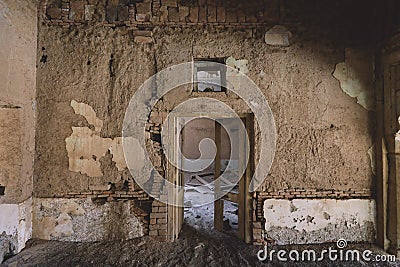 Interior View of the Brick Sandy Arches and Inside Room Ruins of the Derawar Fort, Pakistan Stock Photo