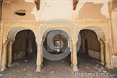 Interior View of the Brick Sandy Arches and Inside Room Ruins of the Derawar Fort, Pakistan Stock Photo