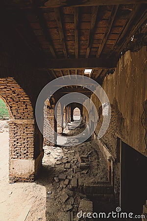 Interior View of the Brick Sandy Arches and Inside Room Ruins of the Derawar Fort, Pakistan Editorial Stock Photo