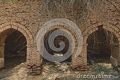 Interior View of the Brick Sandy Arches and Inside Room Ruins of the Derawar Fort, Pakistan Editorial Stock Photo