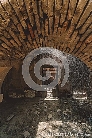 Interior View of the Brick Sandy Arches and Inside Room Ruins of the Derawar Fort, Pakistan Editorial Stock Photo