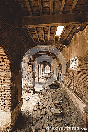 Interior View of the Brick Sandy Arches and Inside Room Ruins of the Derawar Fort, Pakistan Editorial Stock Photo