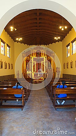 Interior view of church in the Ciudad Mitad del Mundo turistic center near of the city of Quito Editorial Stock Photo