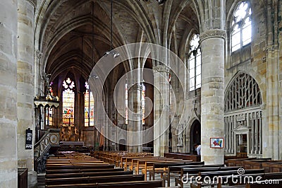 Interior view church Saint Etienne in Bar le Duc Editorial Stock Photo