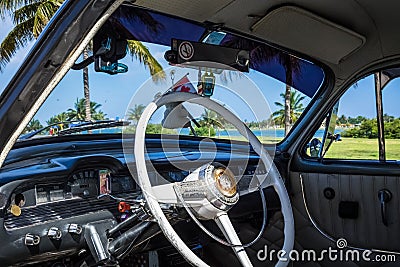 Interior view from a classic car in Varadero Cuba Editorial Stock Photo