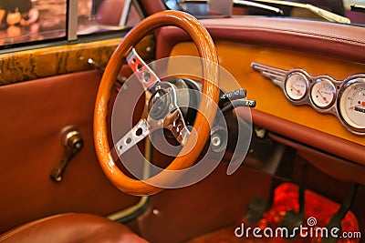 Interior view of classic vintage car Stock Photo