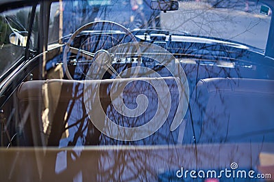 Interior view of classic vintage car Stock Photo