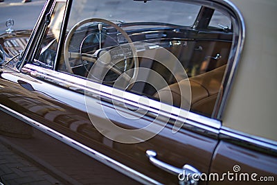 Interior view of classic vintage car Editorial Stock Photo