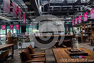 Interior view of a cofe shop in wuhan city,china Editorial Stock Photo
