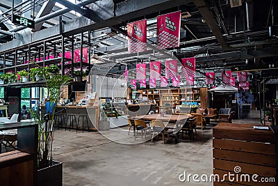 Interior view of a cofe shop in wuhan city,china Editorial Stock Photo