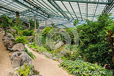 The cold house Estufa Fria is a greenhouse with gardens, ponds, plants and trees in Lisbon, Portugal Stock Photo