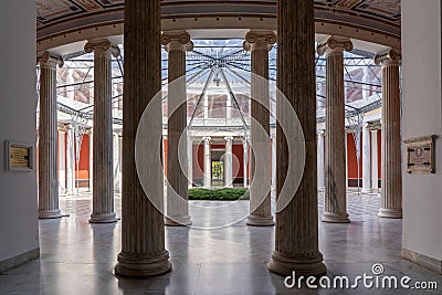 Interior view of the courtyard of Zappeion Hall, a neo-classical building at the center of Athens city Stock Photo