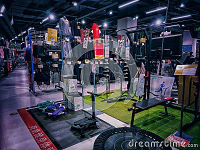 interior view of decathlon sports store in Wuhan city Editorial Stock Photo