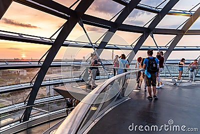 Interior view of the helicoidal ramp in the Reichstag building in Berlin Editorial Stock Photo