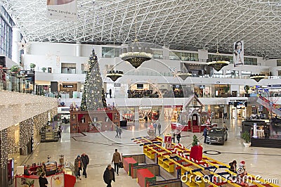 Interior view of mall in Palas Commercial Complex, Iasi city, Romania Editorial Stock Photo