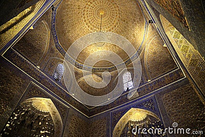 Interior view of the Mausoleum of Tamerlane in Samarkand, Uzbekistan Editorial Stock Photo