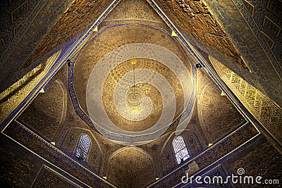 Interior view of the Mausoleum of Tamerlane in Samarkand, Uzbekistan Editorial Stock Photo