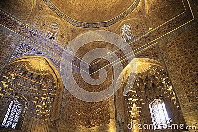 Interior view of the Mausoleum of Tamerlane in Samarkand, Uzbekistan Editorial Stock Photo