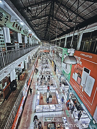 Interior view mobile phone market in wuhan city, china Editorial Stock Photo