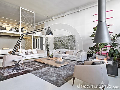 Interior view of a modern living room Stock Photo