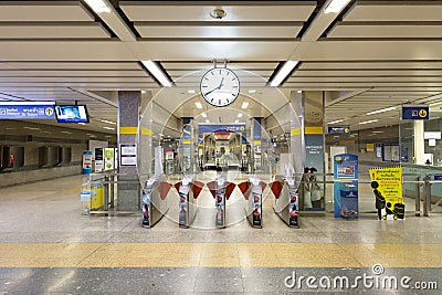 Interior view of MRT Station. Editorial Stock Photo