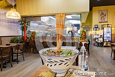 Interior view of a noodle restaurant Editorial Stock Photo