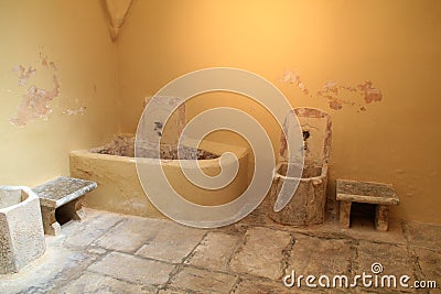 Interior view of Ottoman Turkish Bathhouse on Island of Kos in Greece Stock Photo