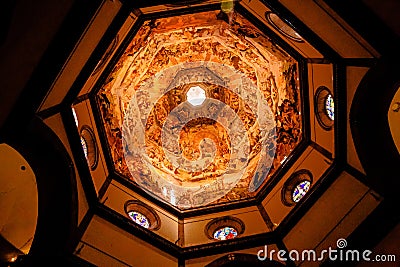 Interior view of the painting of dome Basilica di Santa Maria del Fiore, Duomo, Florence, Italy Editorial Stock Photo