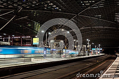 Interior view of platform at Berlin train Central station in Berlin, Germany. Editorial Stock Photo