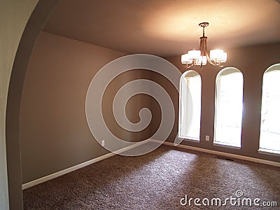 Interior View of room with Arched Windows Stock Photo