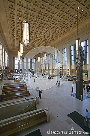 Interior view of 30th Street Station, a national Register of Historic Places, AMTRAK Train Station in Philadelphia, PA Editorial Stock Photo