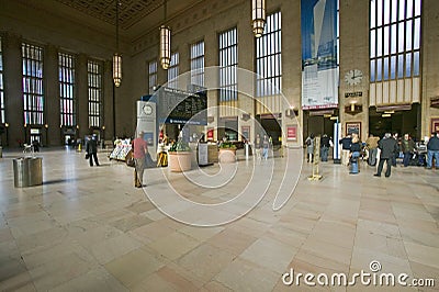 Interior view of 30th Street Station, a national Register of Historic Places, AMTRAK Train Station in Philadelphia, PA Editorial Stock Photo