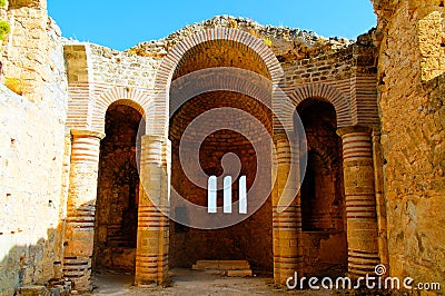Interior view to Saint Hilarion Castle, Kirenia, Northen Cyprus Stock Photo