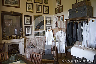 Interior view of vintage clothing at Camino d els Calderers d San Juan, Majorca, the largest island of Spain, Europe on the Editorial Stock Photo