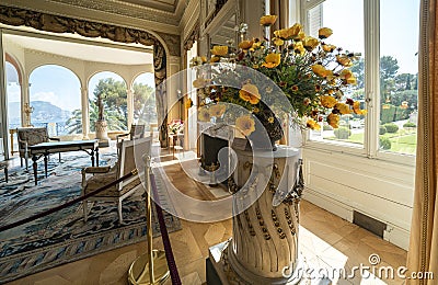Interior of Villa Ephrussi de Rothschild, Nice, France Editorial Stock Photo