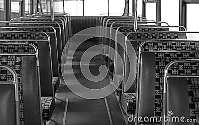 Interior of a vintage leyland leopard bus Stock Photo