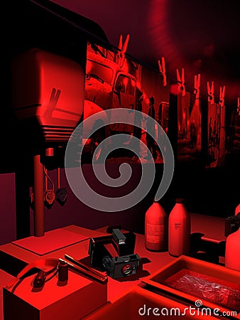 Private investigator`s darkroom Stock Photo