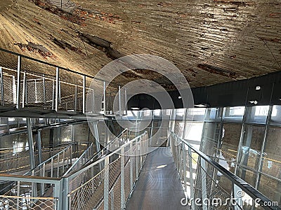 The interior of the Vukovar water tower with the staircase and installations, Croatia / UnutraÅ¡njost vukovarskog vodotornja Stock Photo