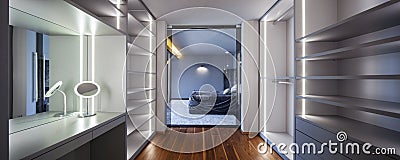 Interior of wardrobe with empty shelves Stock Photo