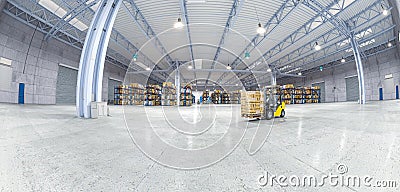 Interior of a warehouse fisheye view Stock Photo