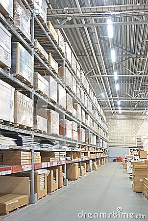Interior warehouse storage vertical storage pallets Stock Photo